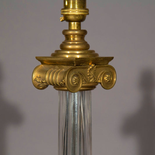 Ionic Column Brass and Glass Table Lamp