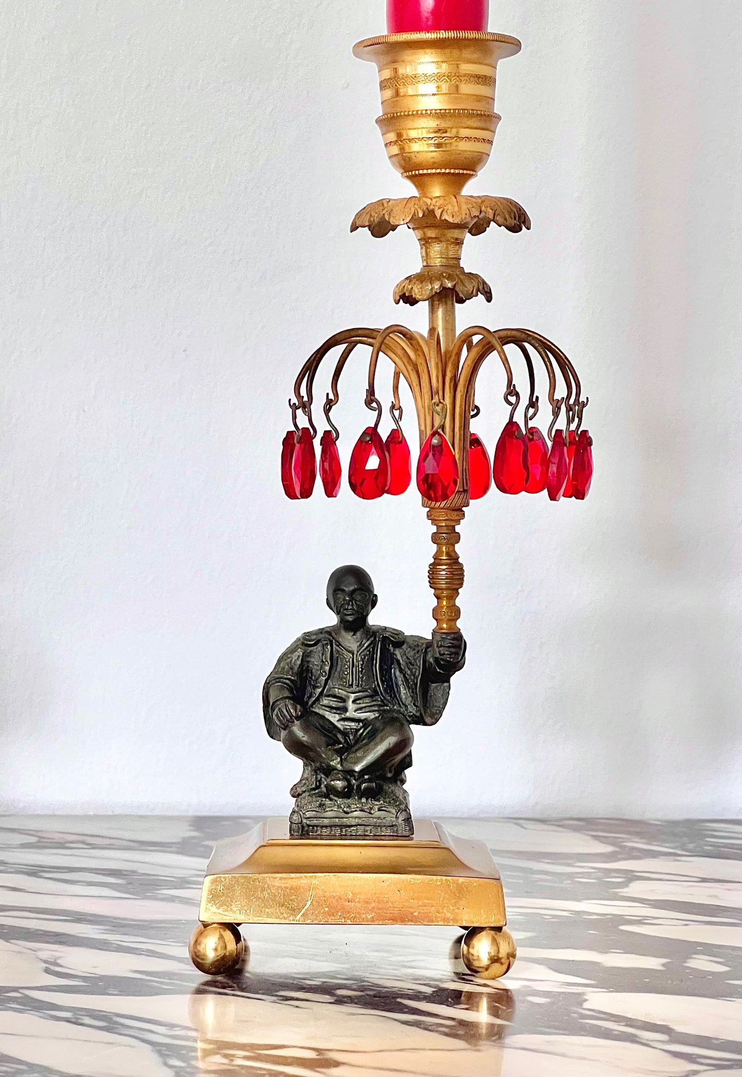 Pair of Early 19th Century Chinoiserie Candlesticks