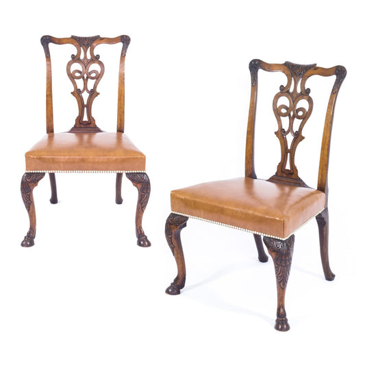 Set of Eight Irish George II Style Walnut Chairs
