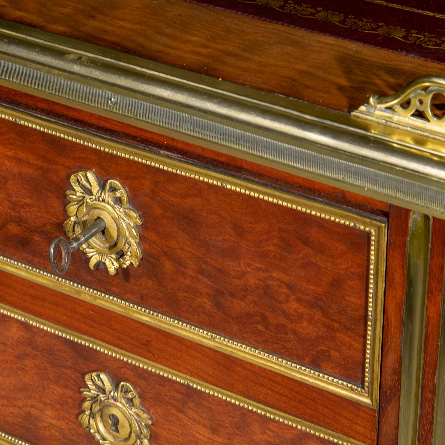 Fine Louis XVI Style Brass Mounted Writing Table