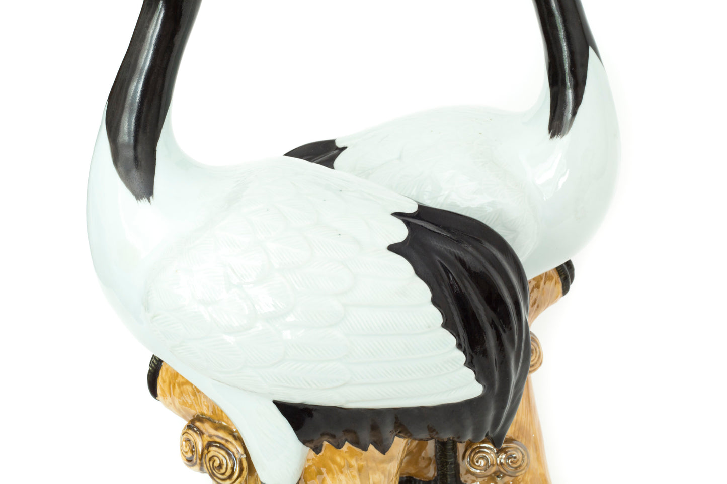 Massive Pair Of Chinese Republican Porcelain Glazed Cranes
