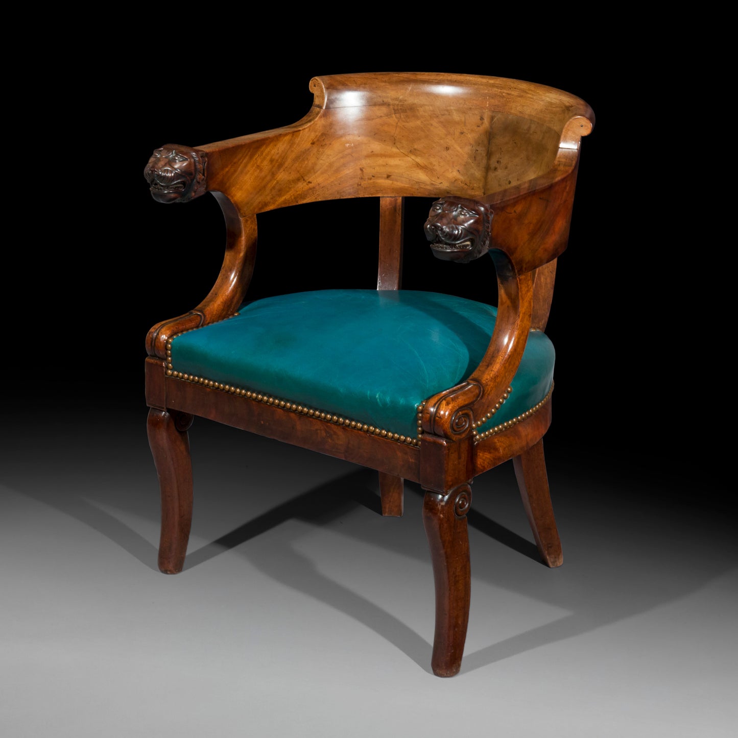 French Empire Mahogany Desk Armchair