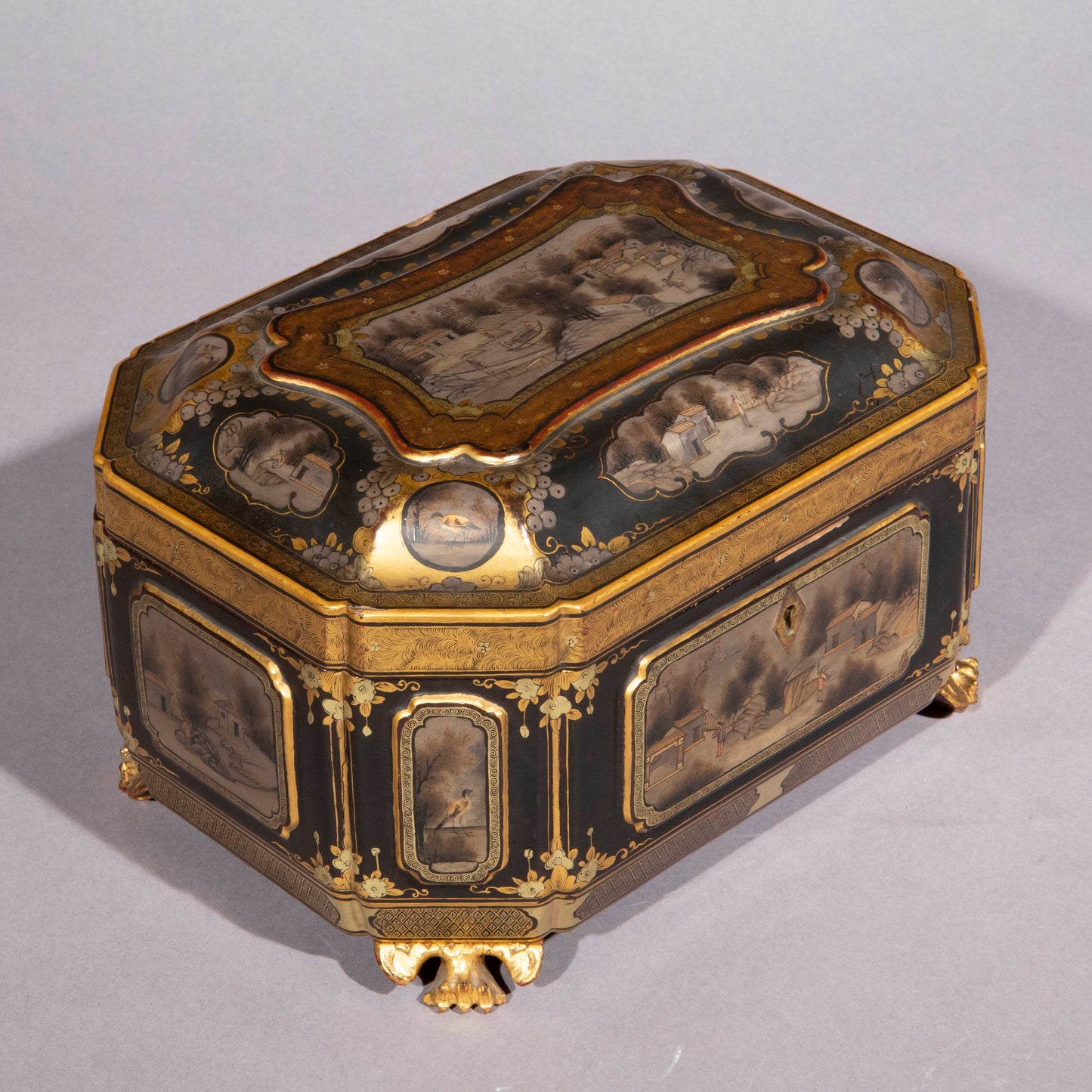 19th Century Chinese Export Lacquer Tea Caddy