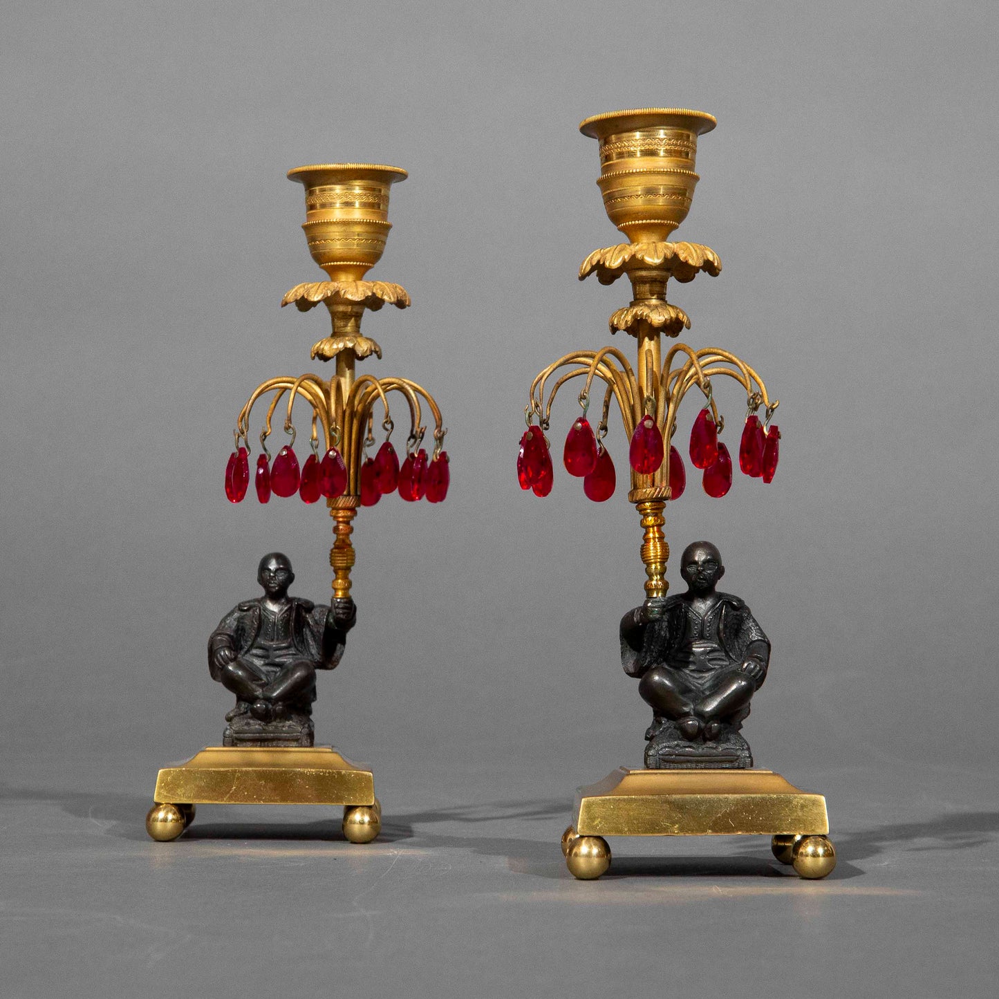 Pair of Early 19th Century Chinoiserie Candlesticks