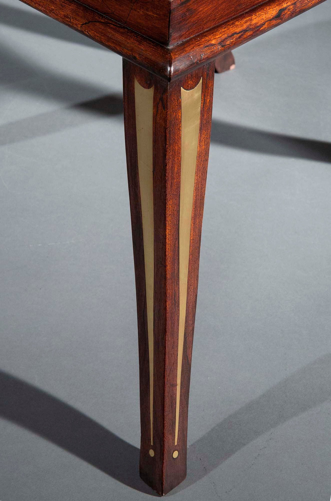 Large Regency Brass Inlaid Armchair, Attributed to George Oakley