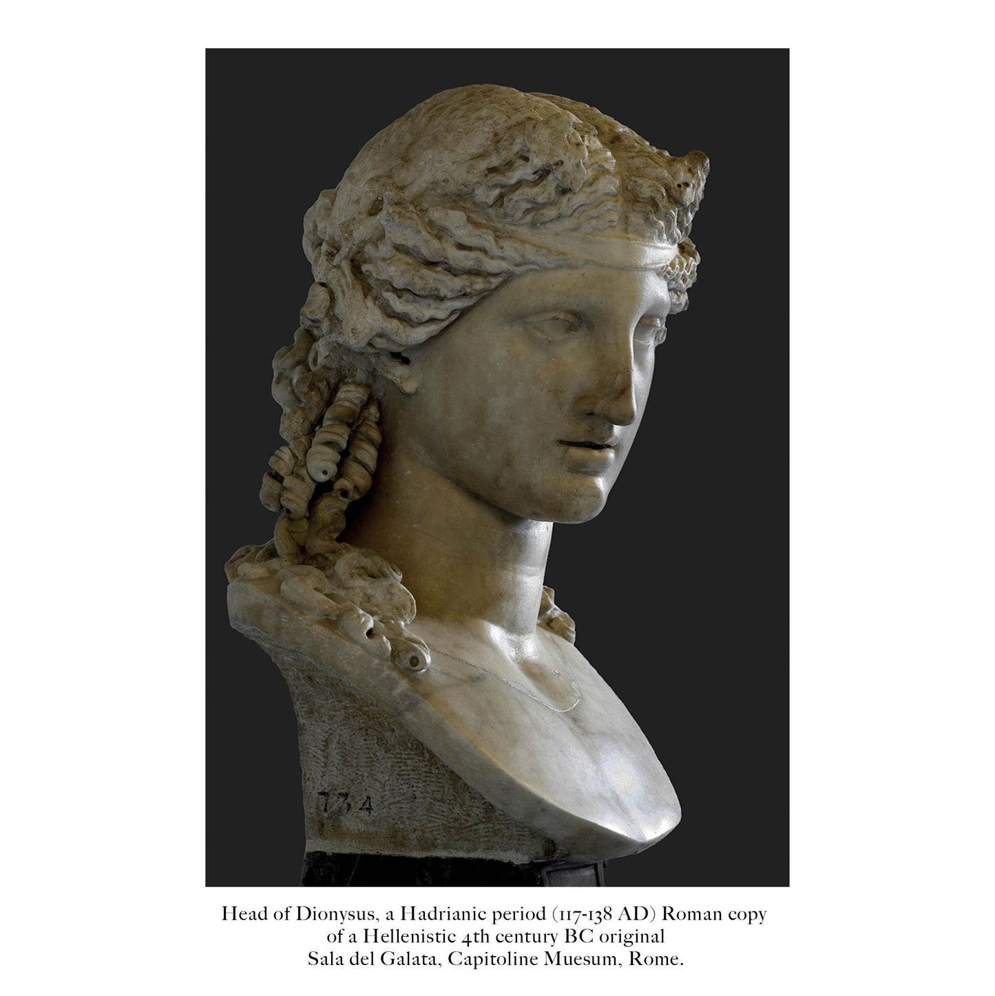 Antinous and Dionysus, a Pair of Bronze Busts on Marble Columns