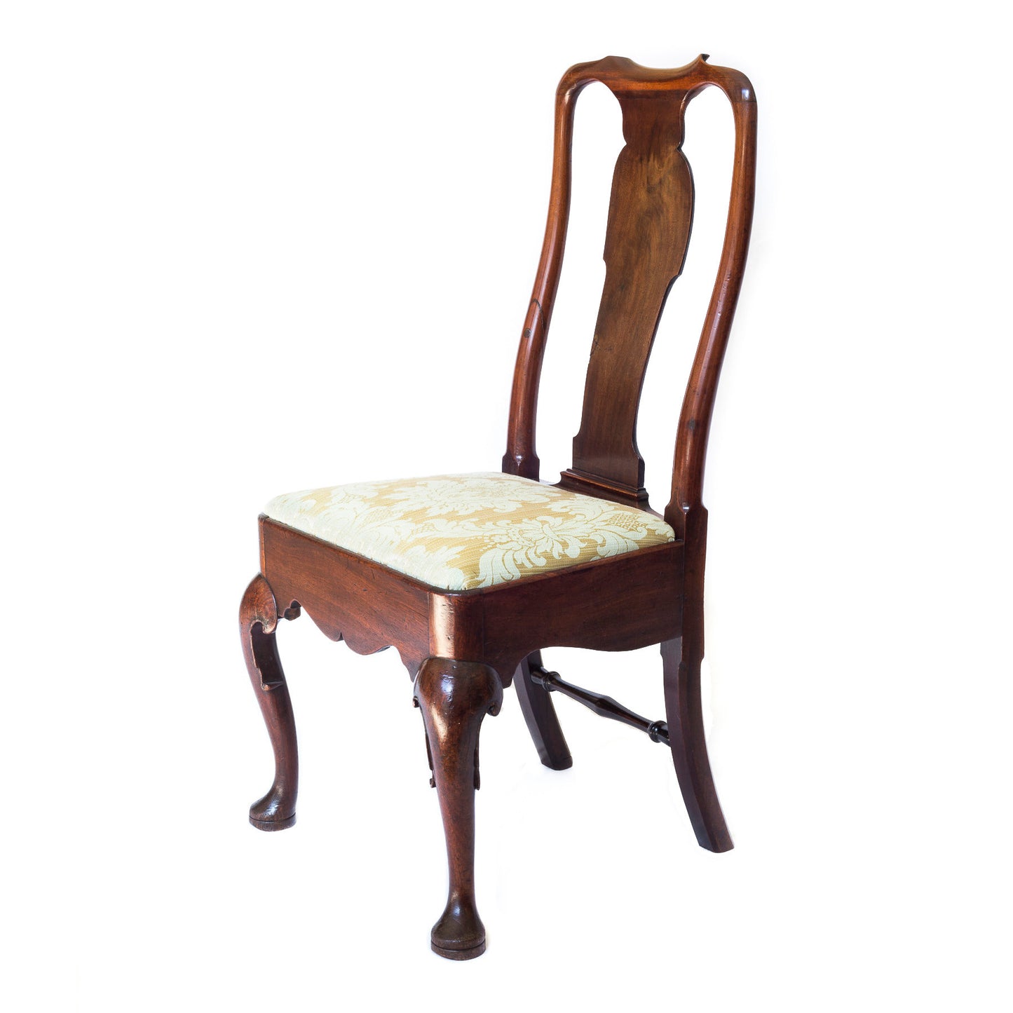 Fine George II Mahogany Chair Covered in Silk