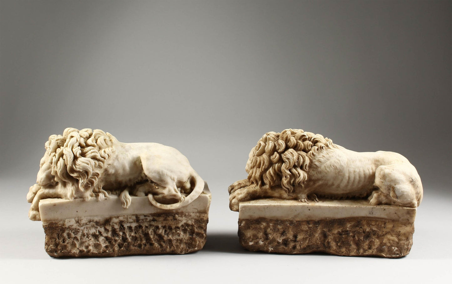 Pair of Canova Lions Sculptures