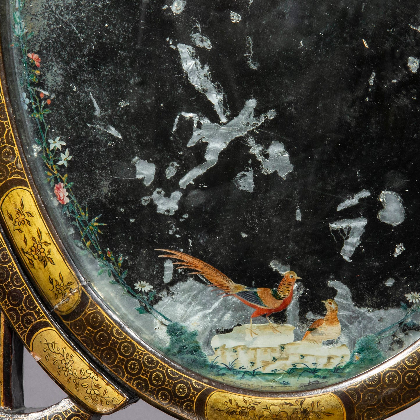 19th Century Chinese Export Lacquer Mirror