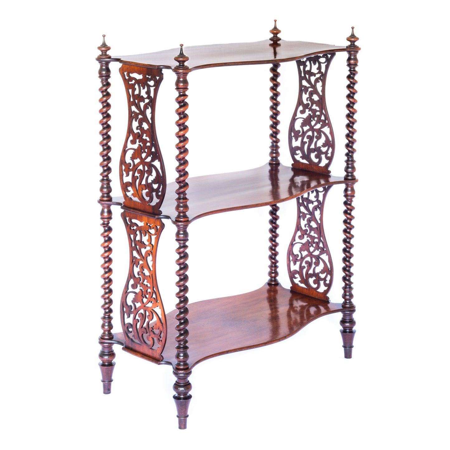 Fine Victorian Gothic Serpentine Whatnot
