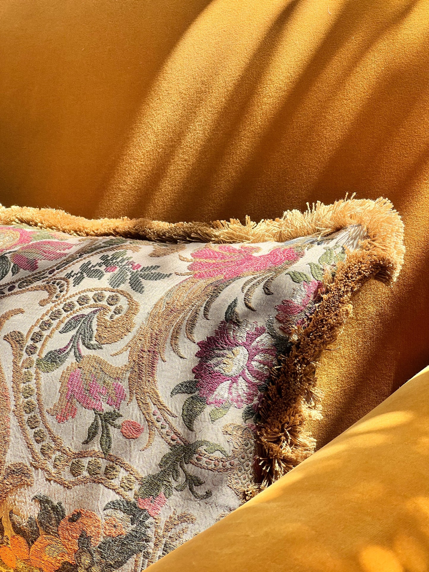 Pair of Antique Silk Brocade Cushions