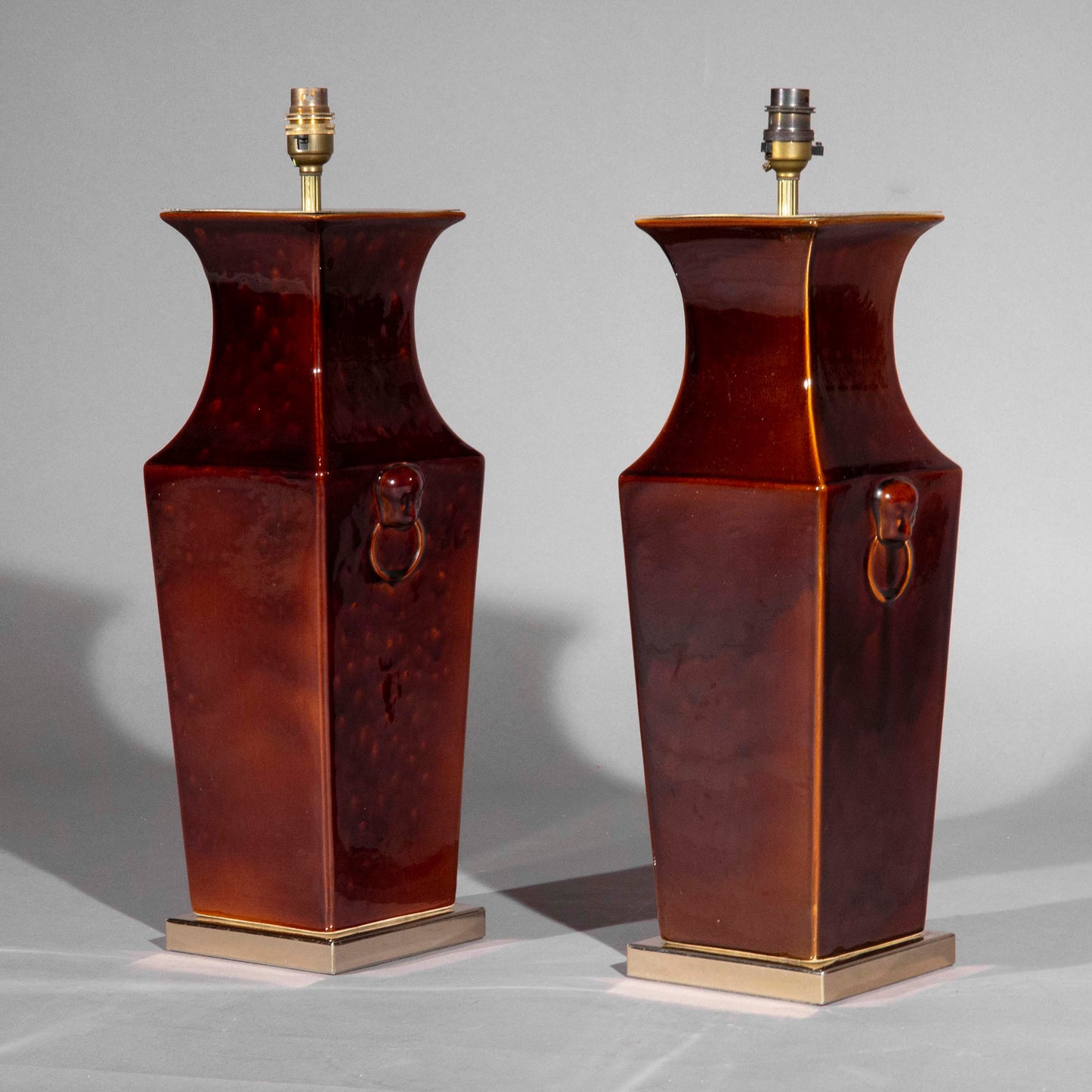 Pair of Sang de Boeuf Ceramic Vase Lamps