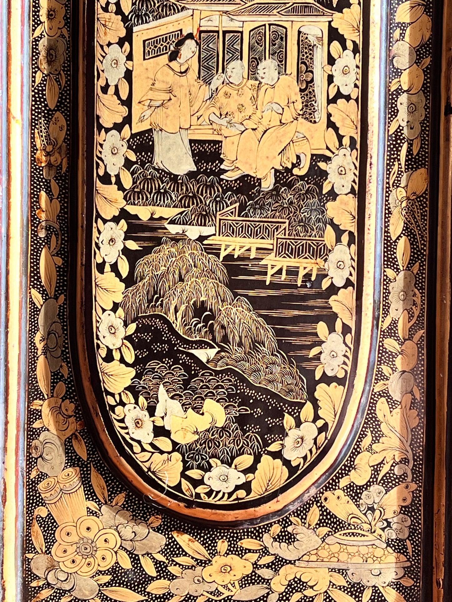 Early 19th Century Chinoiserie Black Lacquer Miniature Cabinet