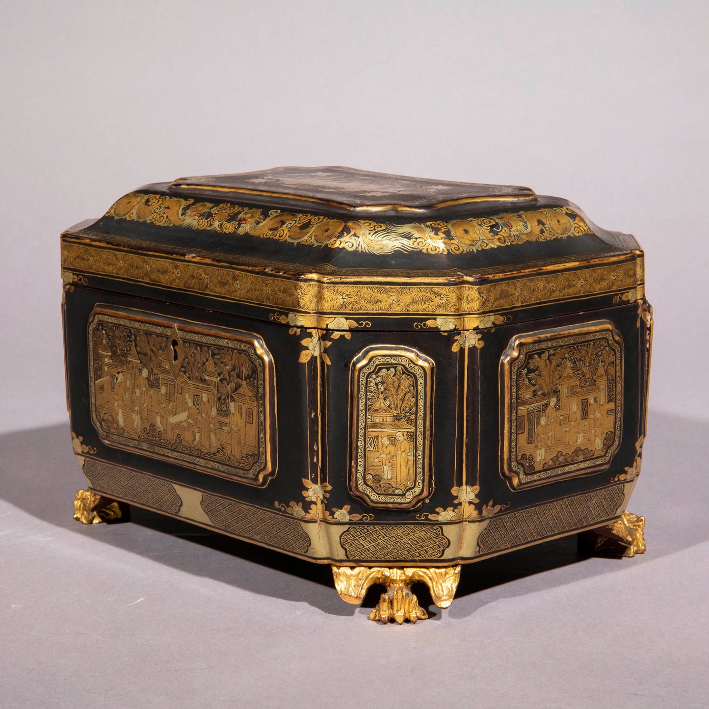 19th Century Chinese Export Lacquer Tea Caddy