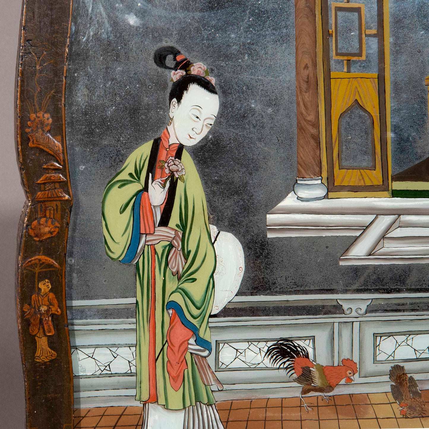 18th Century Chinese Reverse Mirror Painting