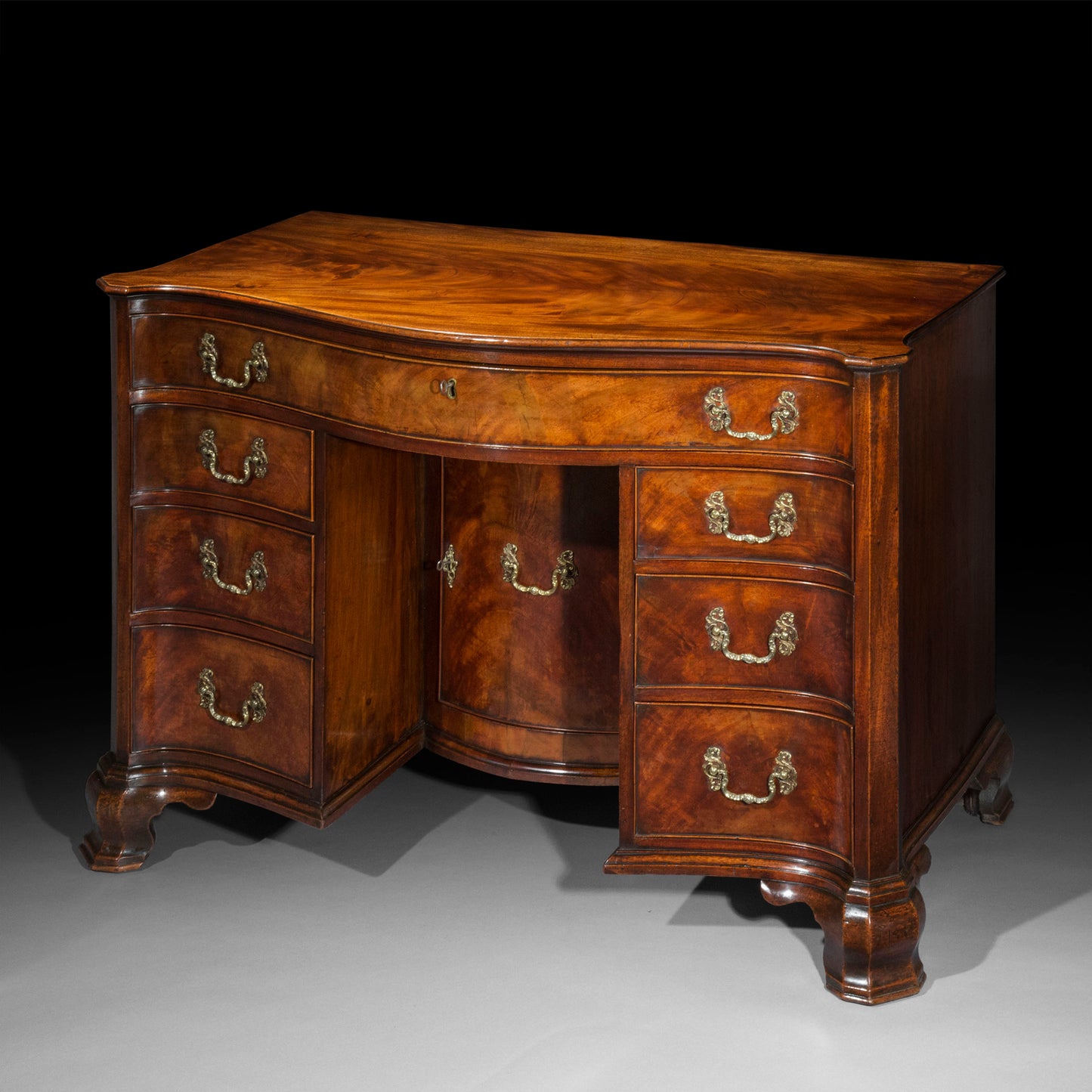 George III Serpentine Kneehole Desk or Chest of Drawers