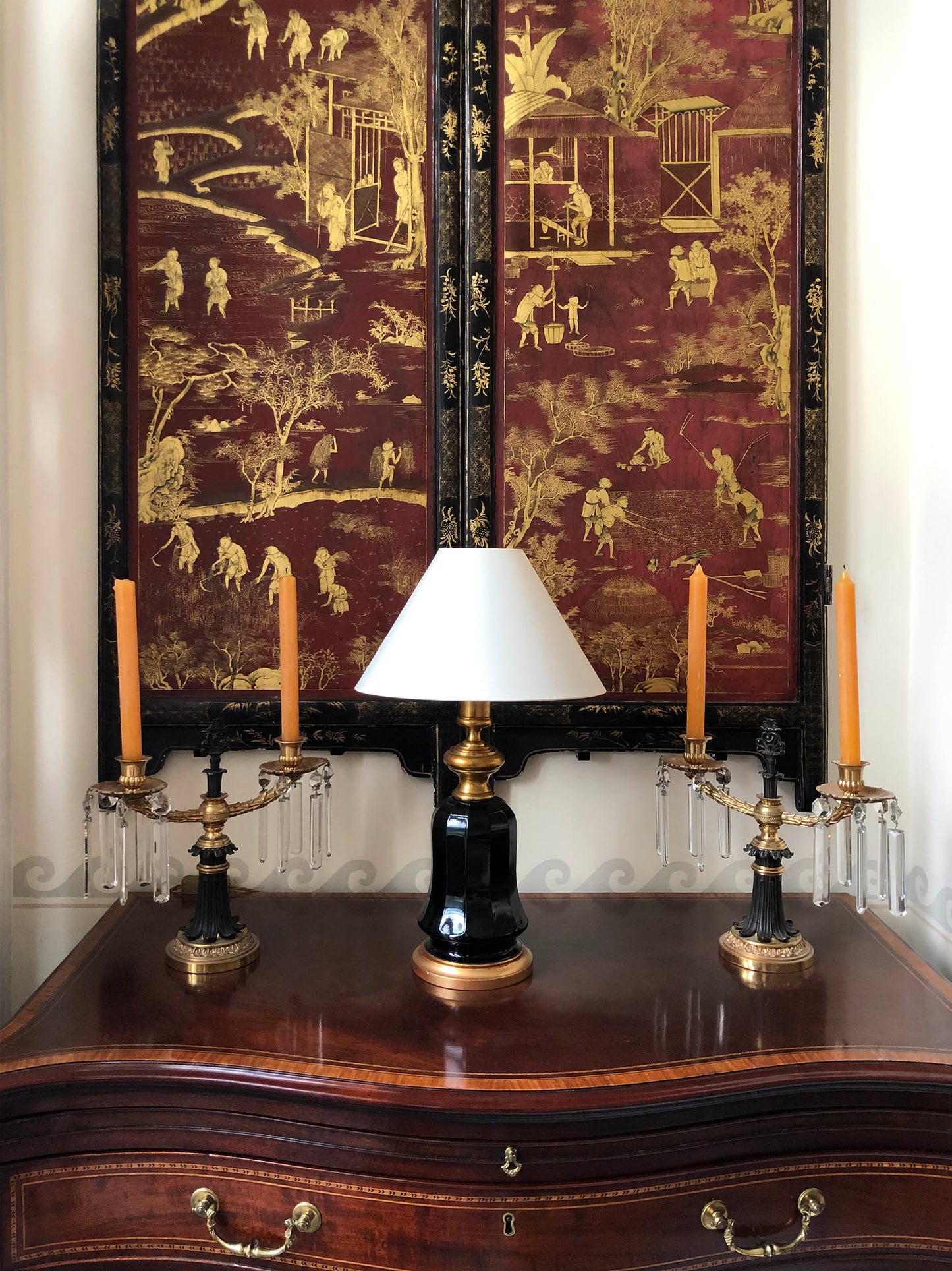 Pair of Regency Ormolu and Patinated Bronze Candelabra