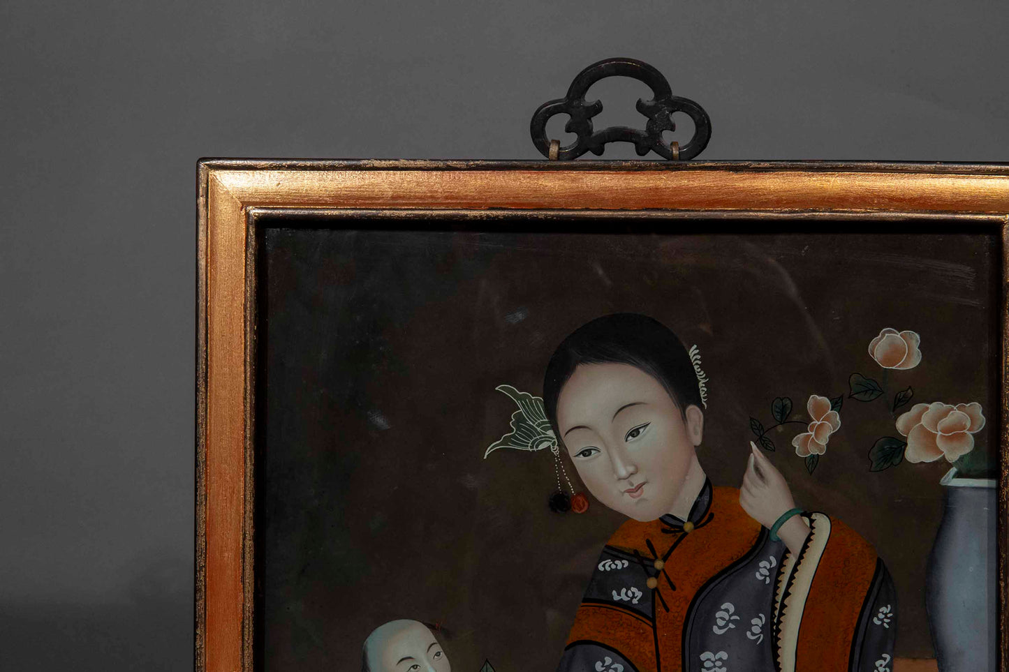 Pair of Early 20th Century Chinese Reverse Glass Paintings