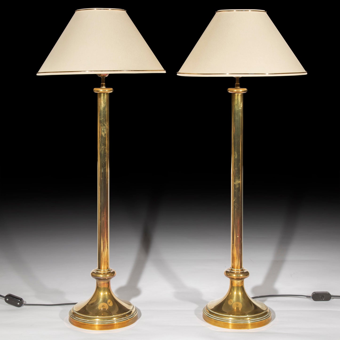 Pair of Midcentury Tall Brass Table Lamps