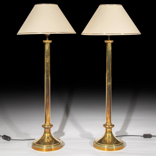 Pair of Midcentury Tall Brass Table Lamps