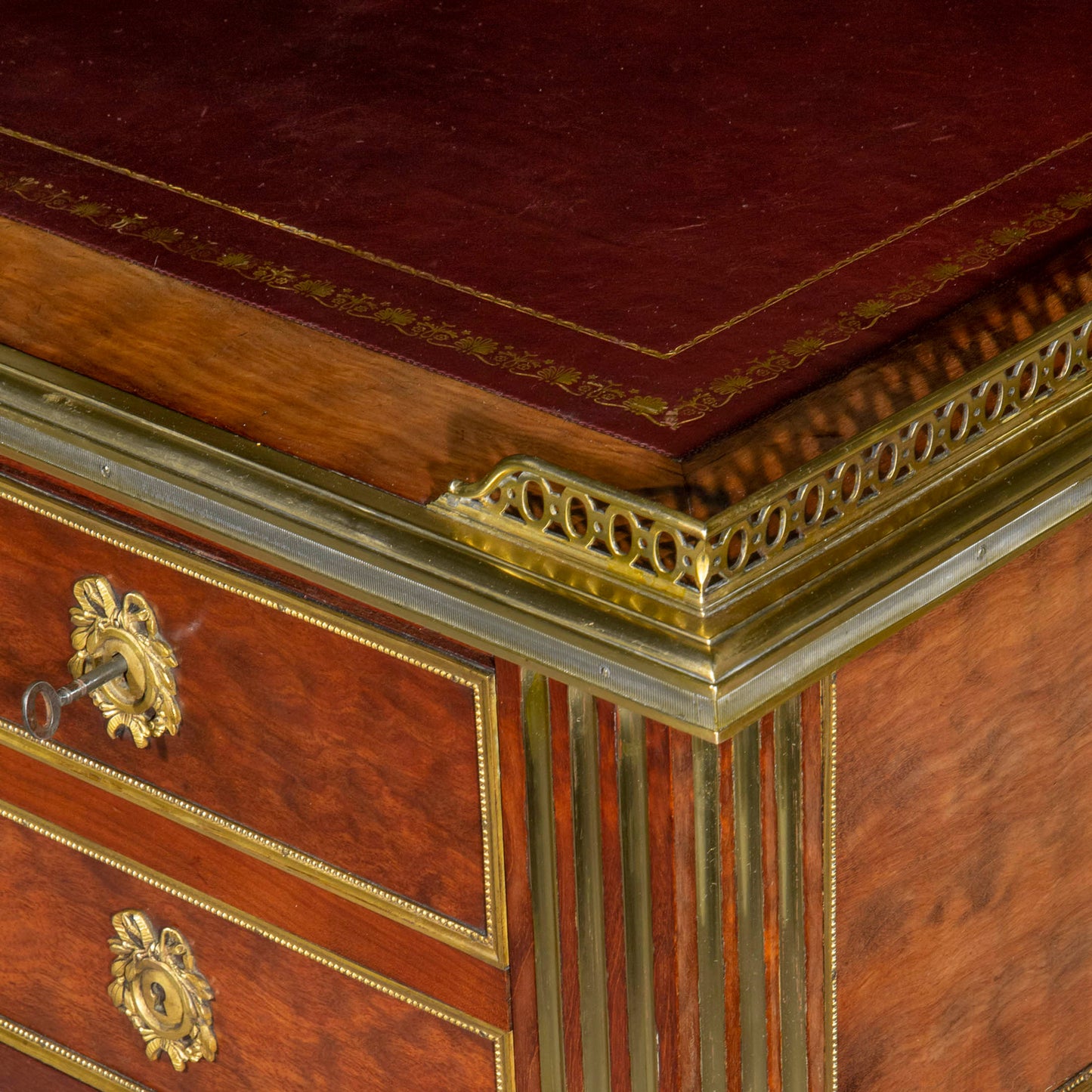 Fine Louis XVI Style Brass Mounted Writing Table