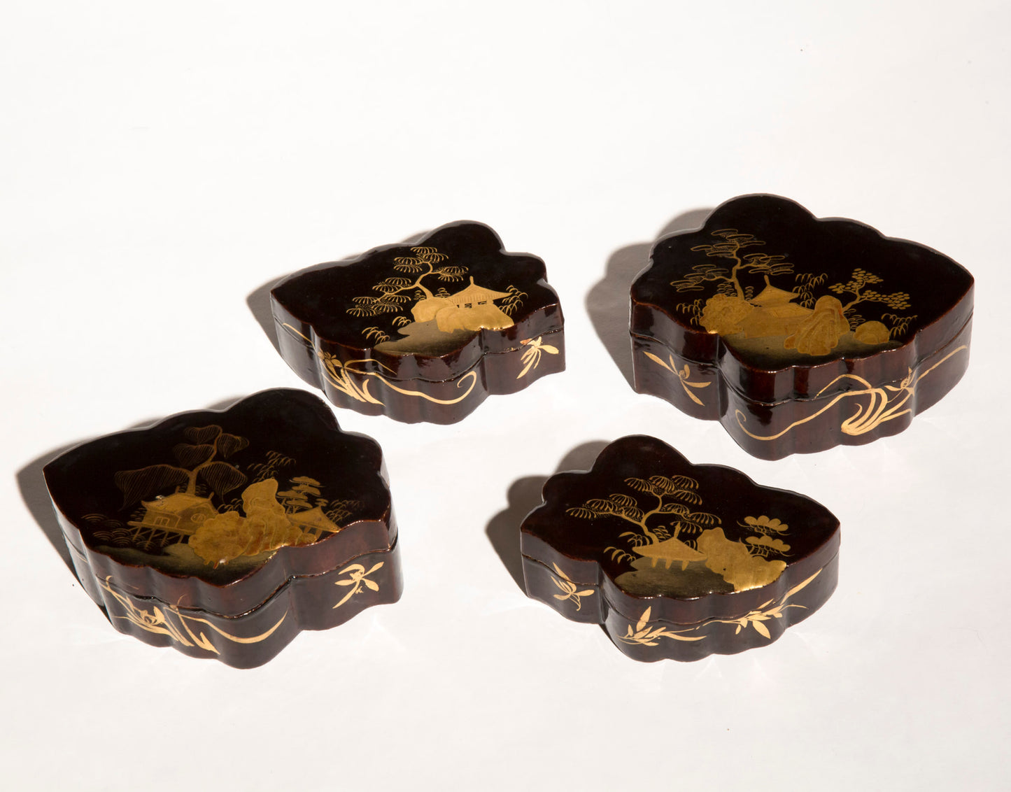 Set of Four Antique Japanese Lacquer Jewellery Boxes