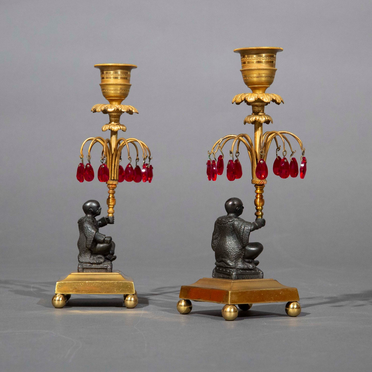 Pair of Early 19th Century Chinoiserie Candlesticks