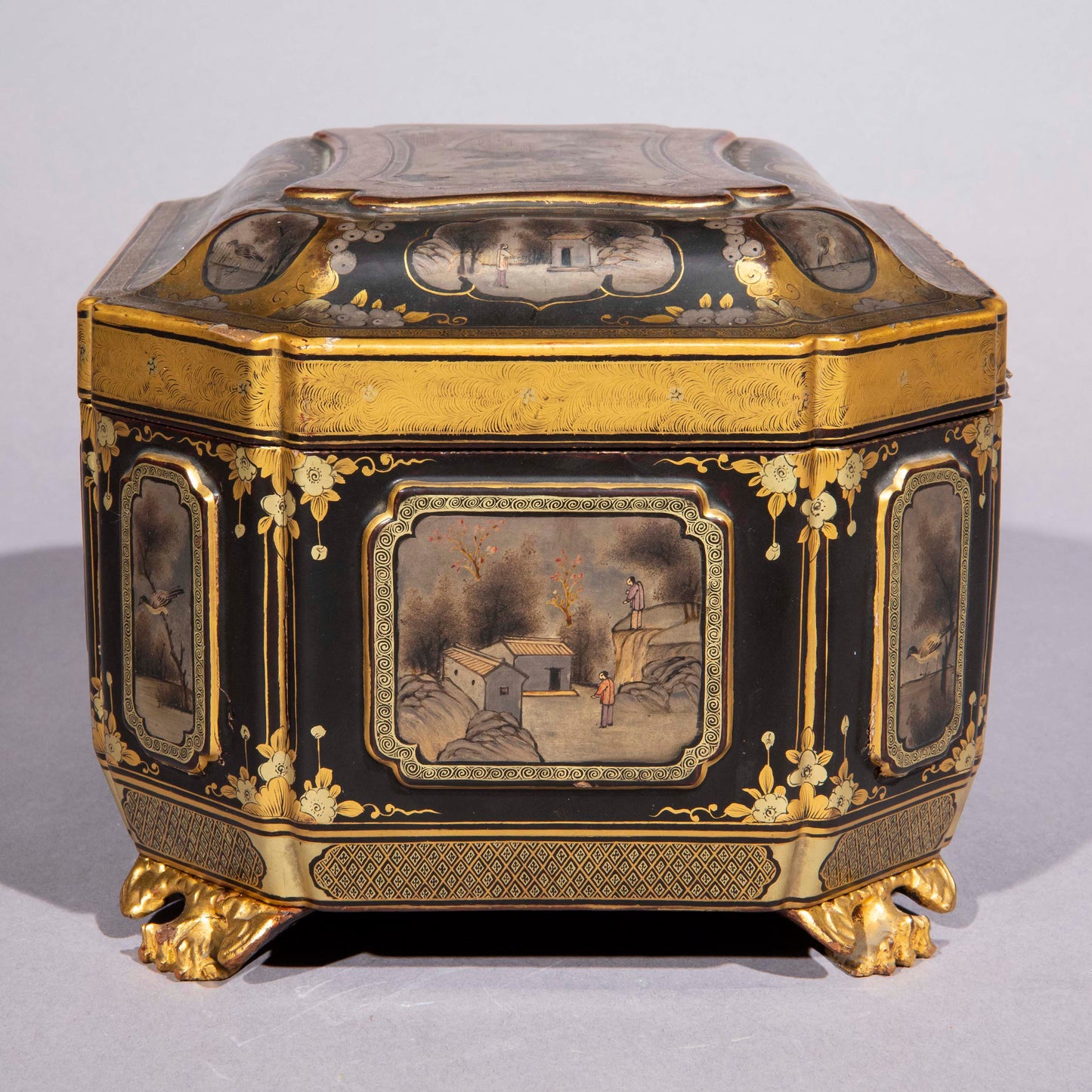 19th Century Chinese Export Lacquer Tea Caddy