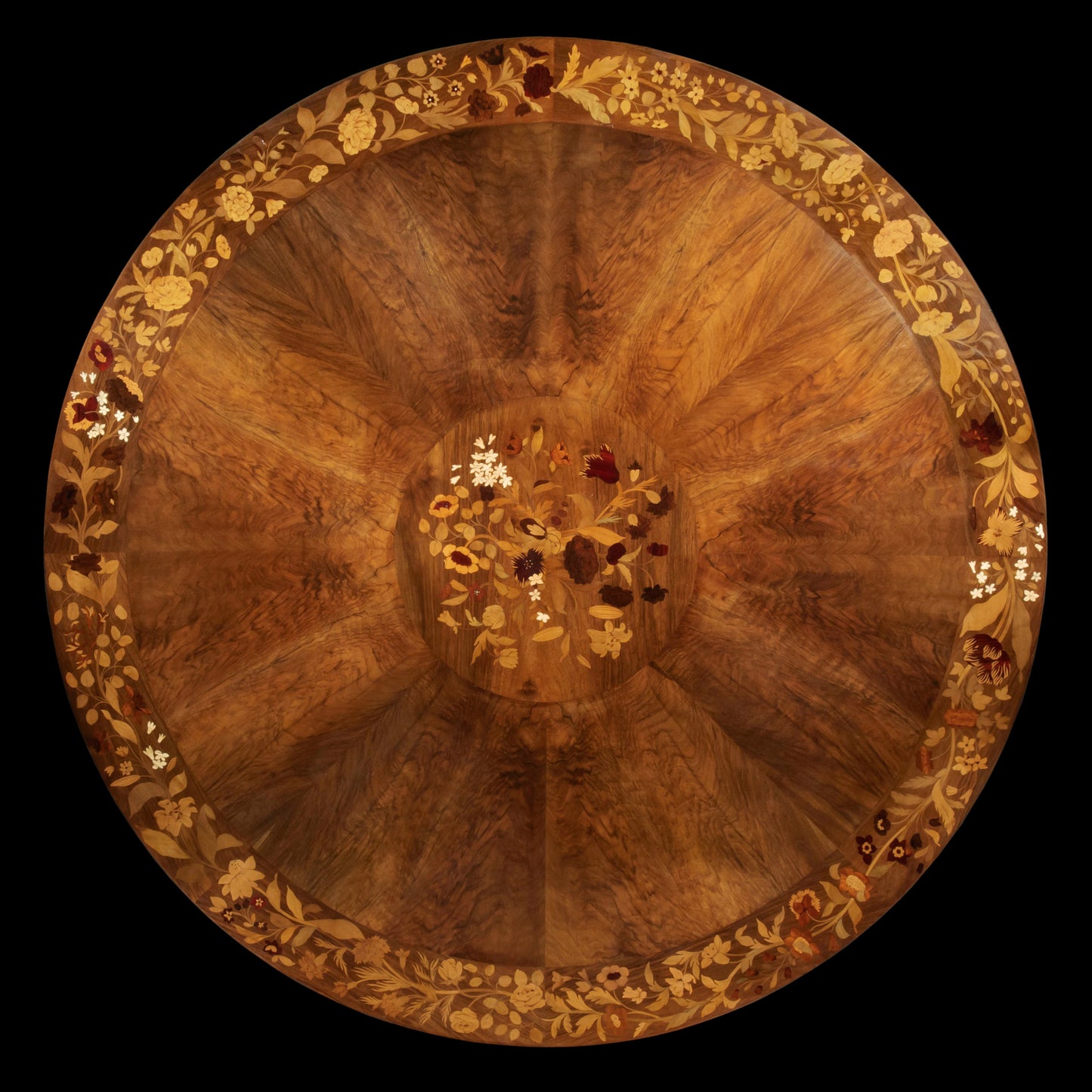 Fine Regency Walnut and Marquetry Dining Table