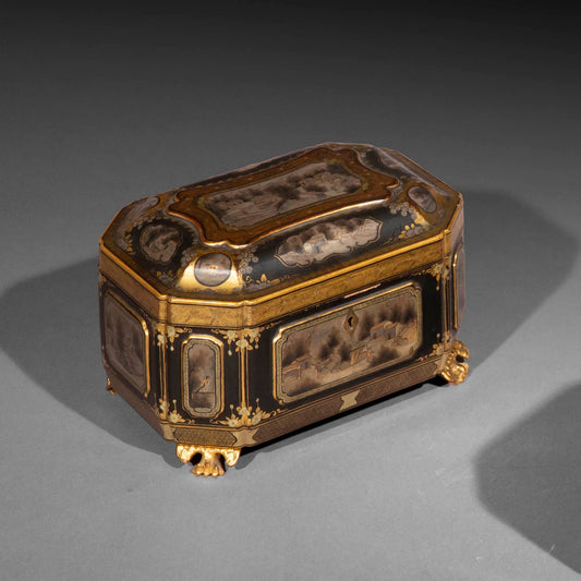 19th Century Chinese Export Lacquer Tea Caddy