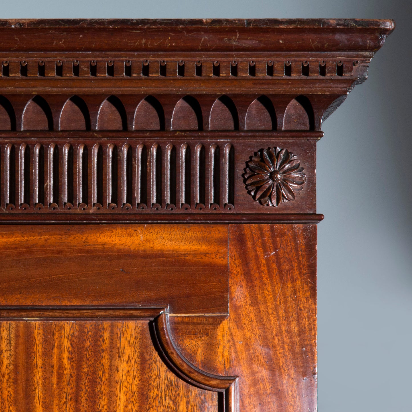 George III Chippendale Mahogany Clothes Press