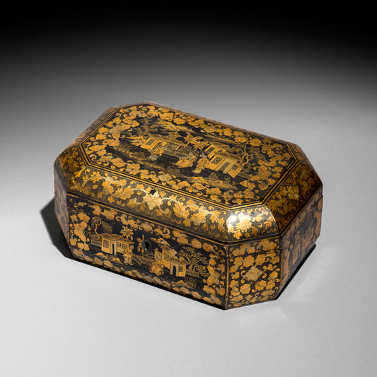 Antique Chinoiserie Lacquer Jewellery Box
