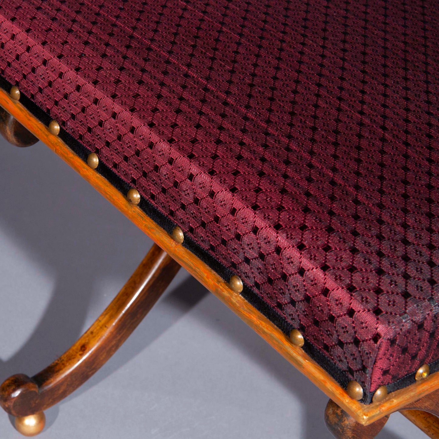 Regency Parcel-Gilt X-Frame Stool with Brass Mounts