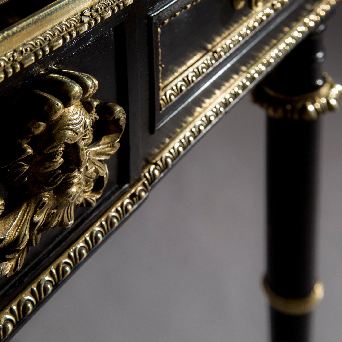 Regency Ebonised and Brass Mounted Desk, attributed to John McLean