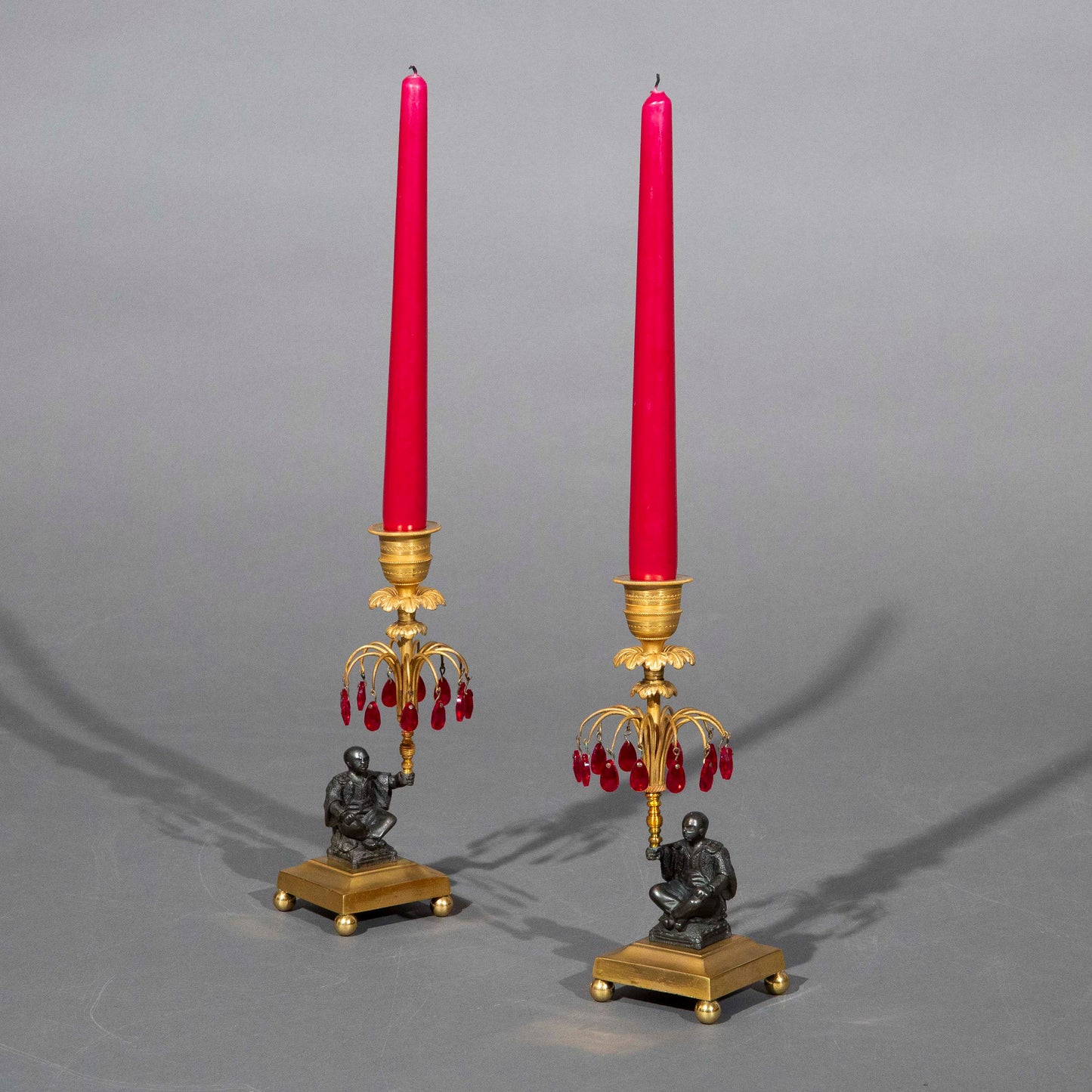 Pair of Early 19th Century Chinoiserie Candlesticks