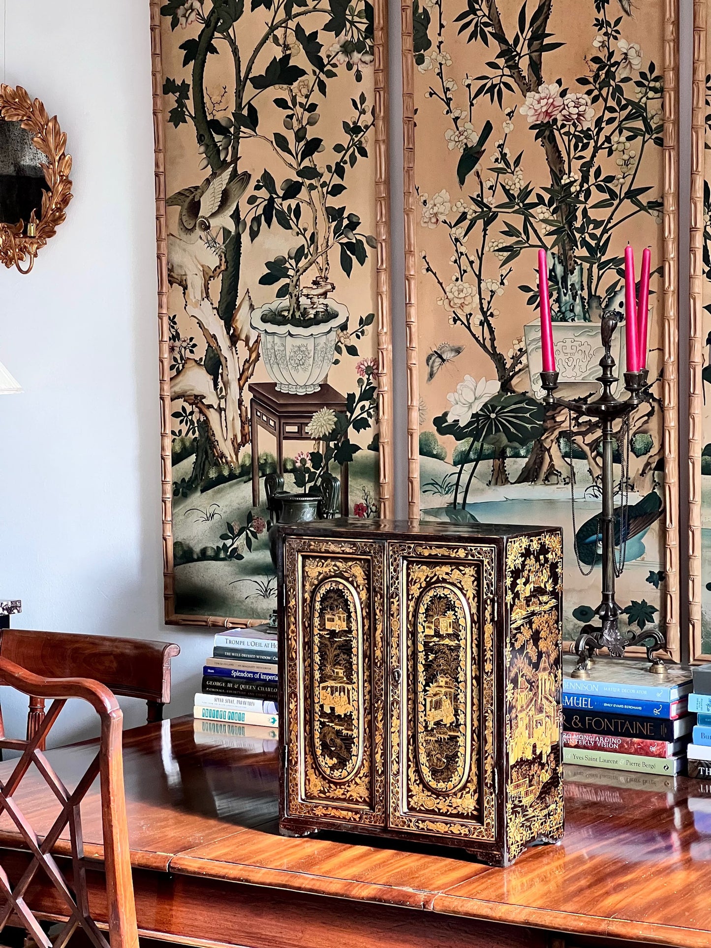 Early 19th Century Chinoiserie Black Lacquer Miniature Cabinet
