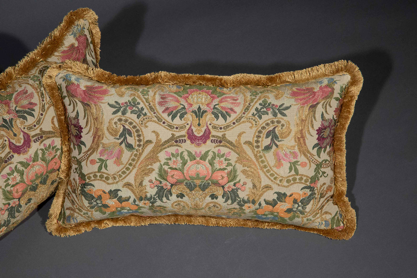 Pair of Antique Silk Brocade Cushions