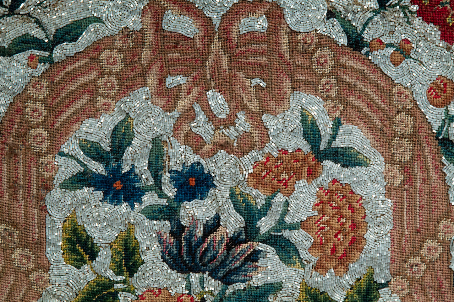 Antique Beadwork Tapestry Picture