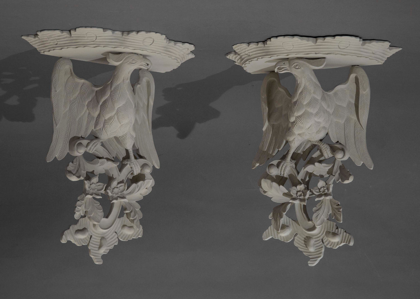 Pair of Chinoiserie Grey Painted Wall Brackets