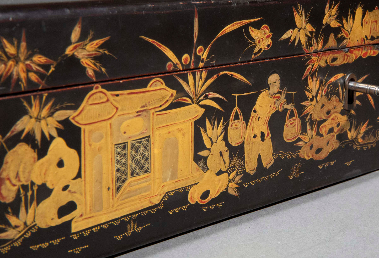 Large 19th Century Chinoiserie Lacquer Box
