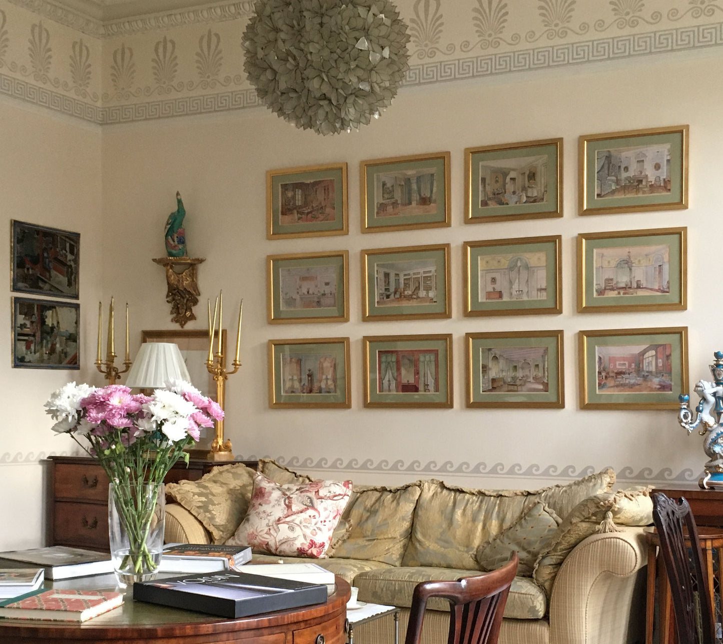 Set of Eight Antique French Interior Decor Prints