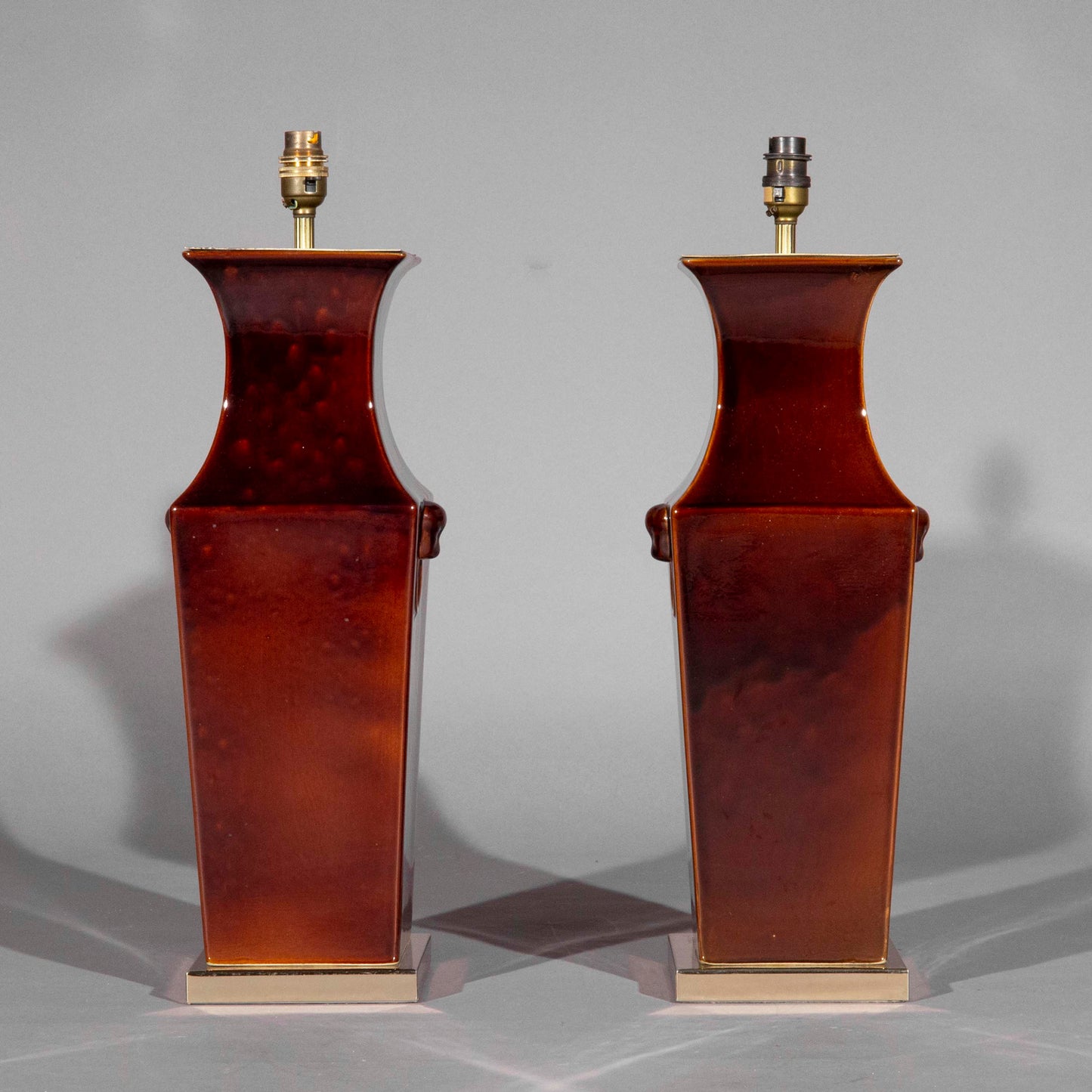 Pair of Sang de Boeuf Ceramic Vase Lamps