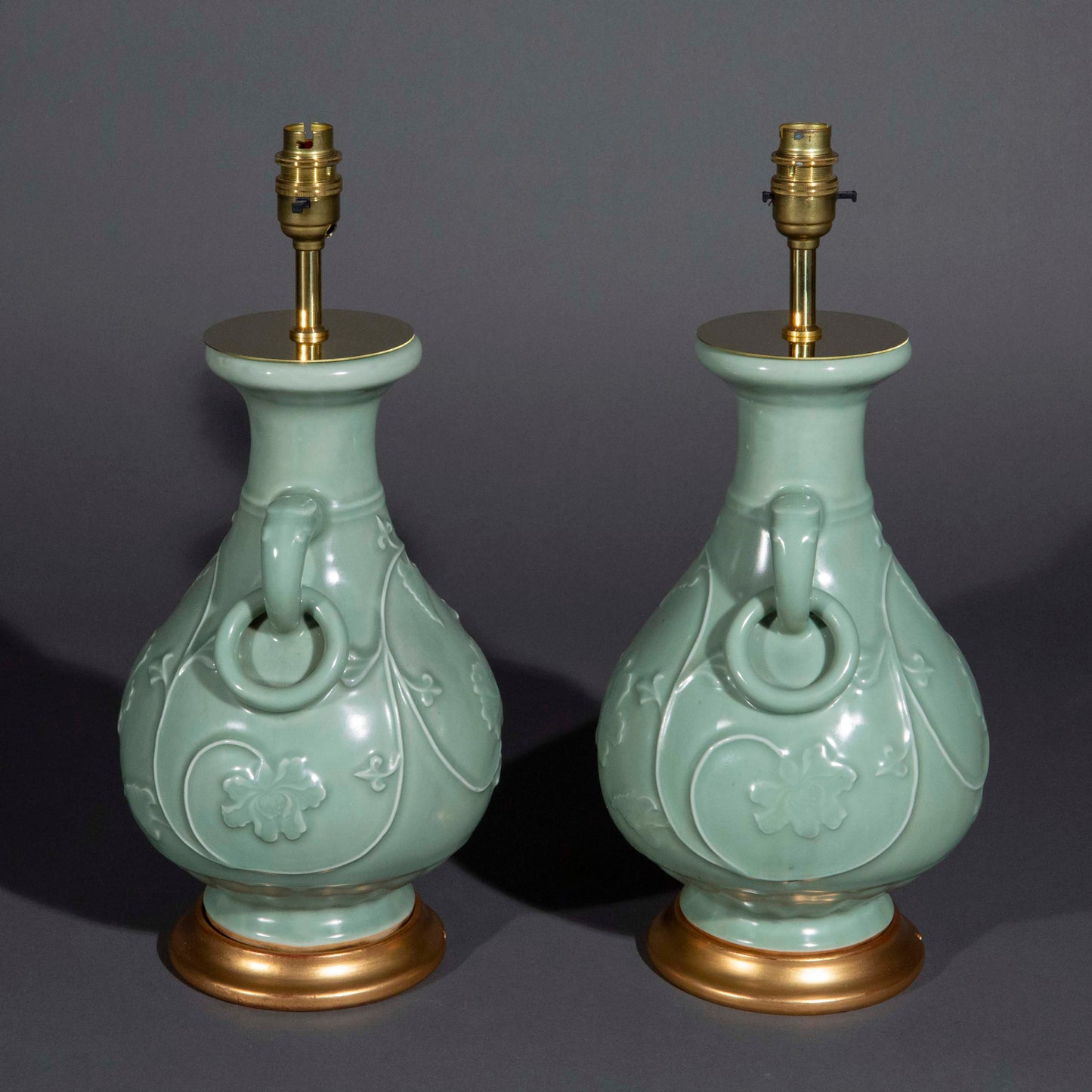 Pair of Chinese Celadon Longquan Vases as Lamps