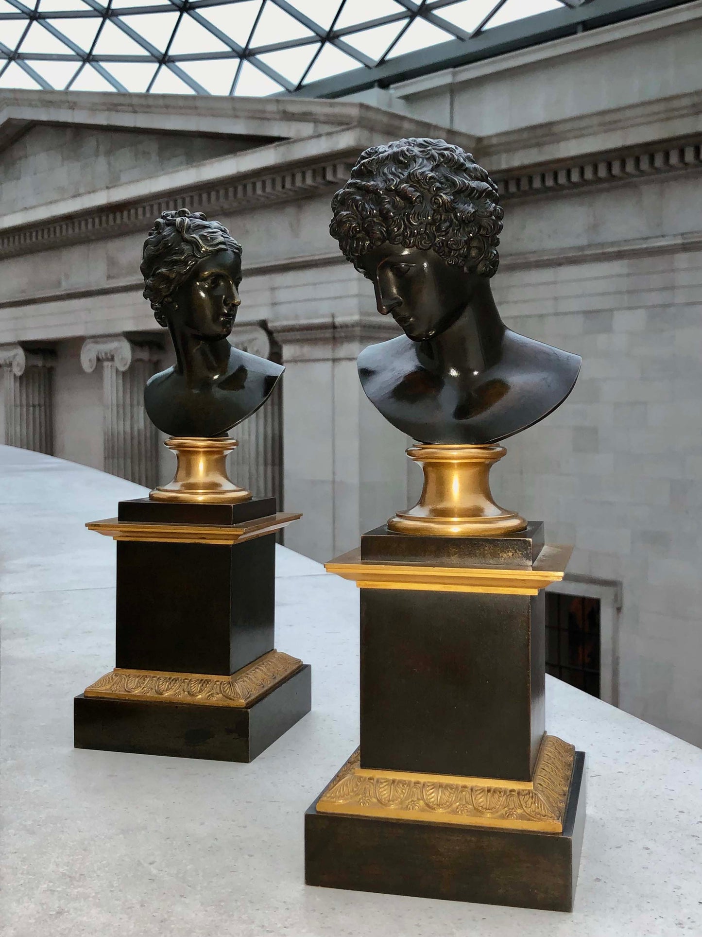 Fine Pair of Bronze Busts of Antinous and Venus