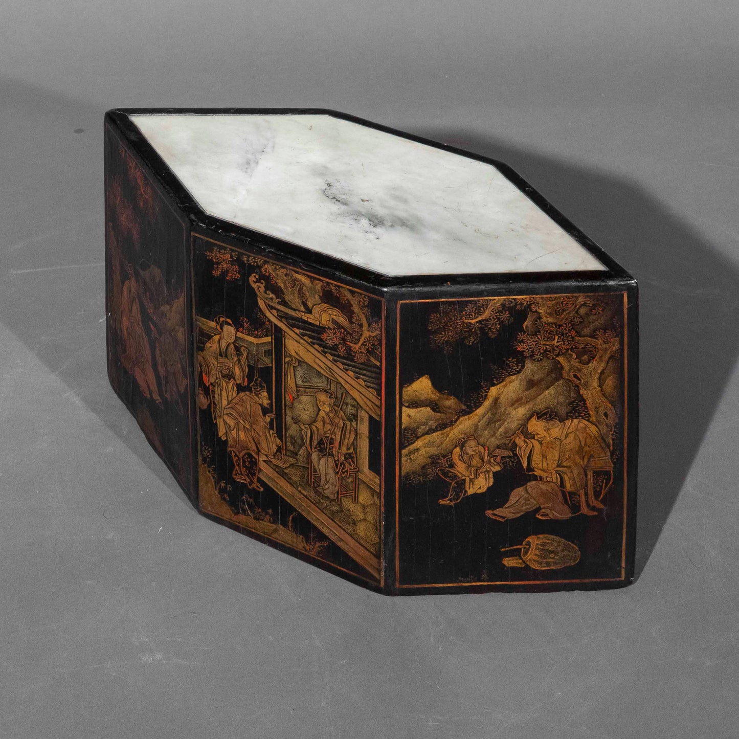 19th Century Hexagonal Chinoiserie Lacquer Stand