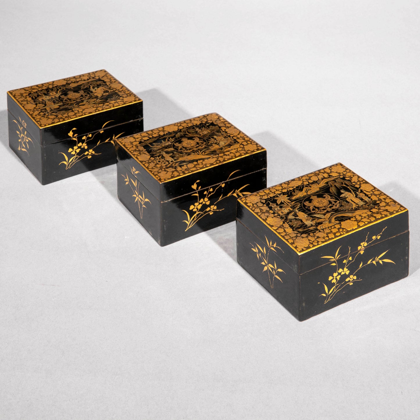 A Set of Chinese Export Armorial Lacquer Boxes