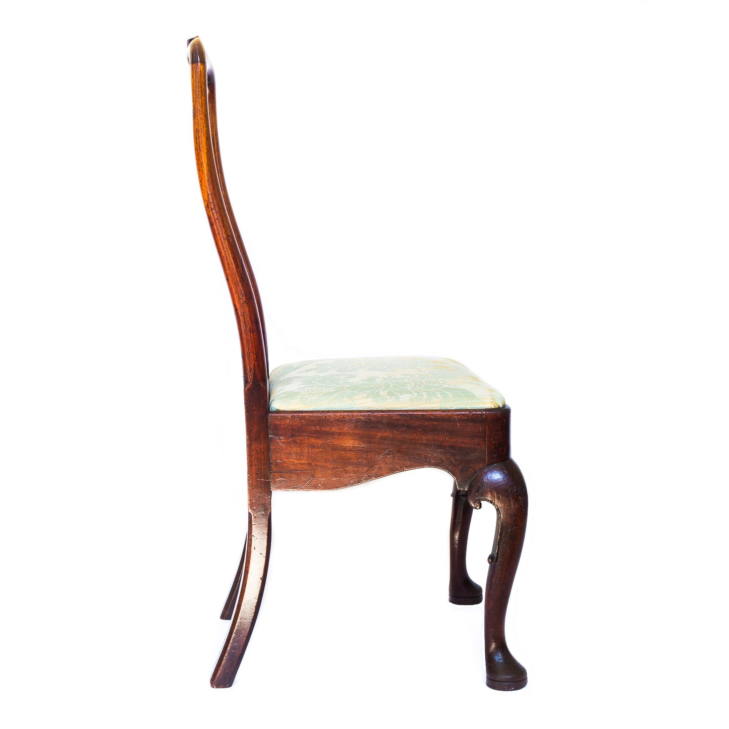 Fine George II Mahogany Chair Covered in Silk