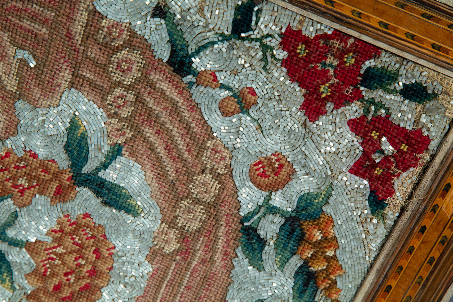Antique Beadwork Tapestry Picture