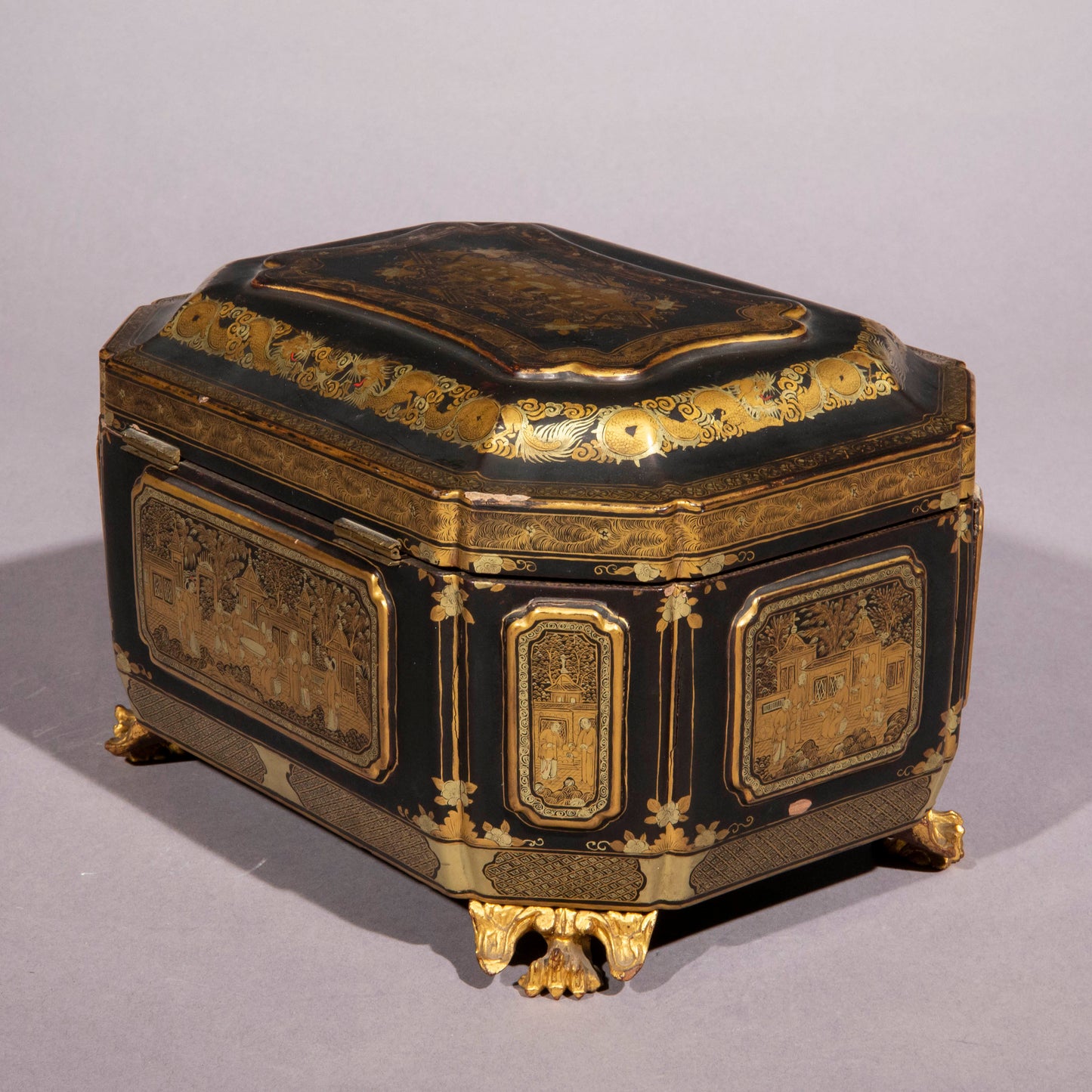 19th Century Chinese Export Lacquer Tea Caddy