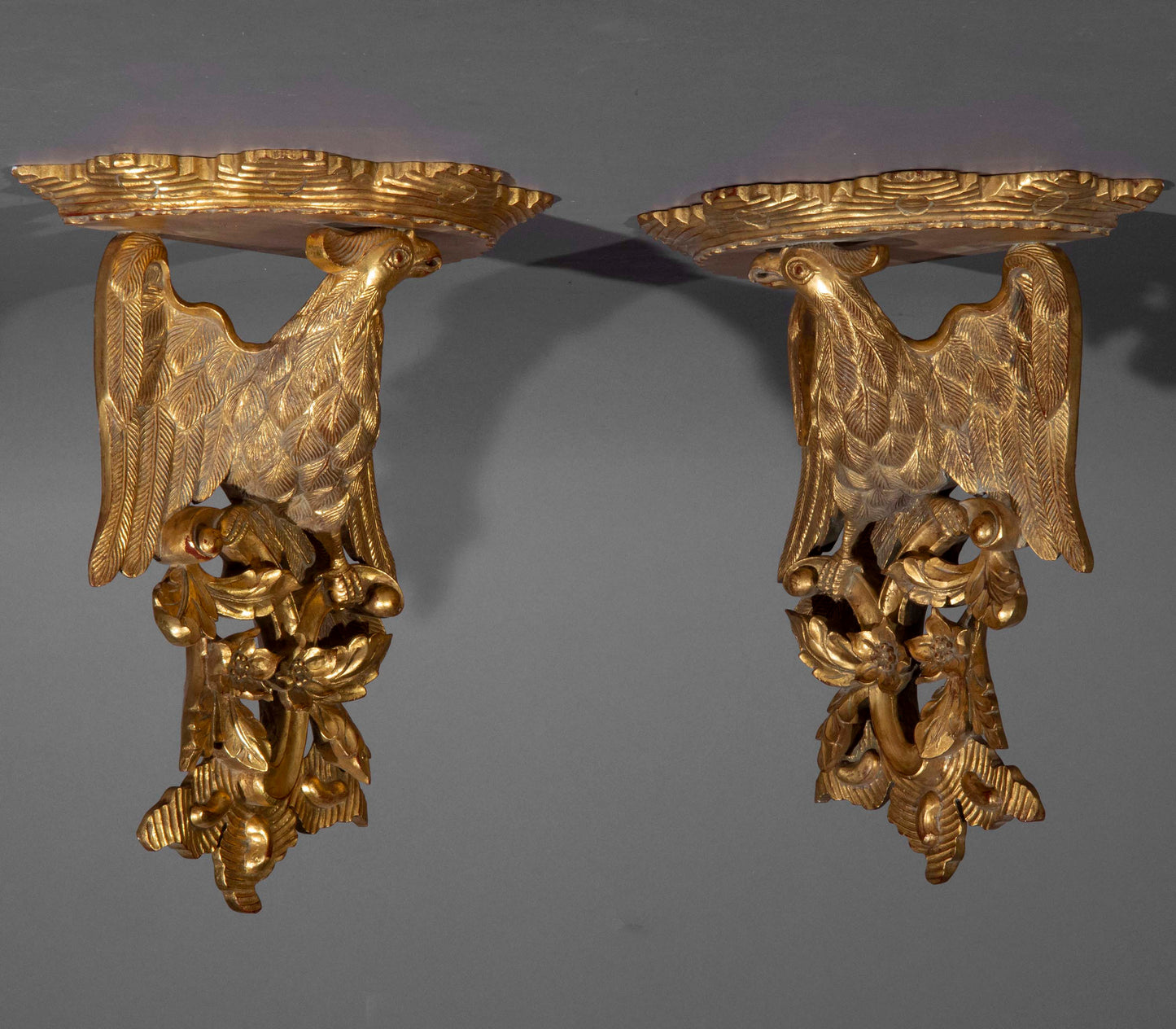 Pair of Chinoiserie Giltwood Wall Brackets